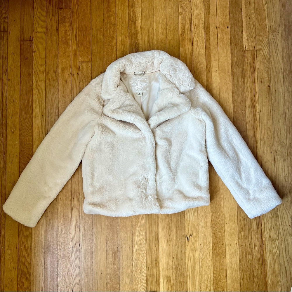 White faux fur jacket